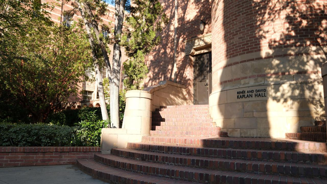 Entrance to Renee and David Kaplan Hall at UCLA